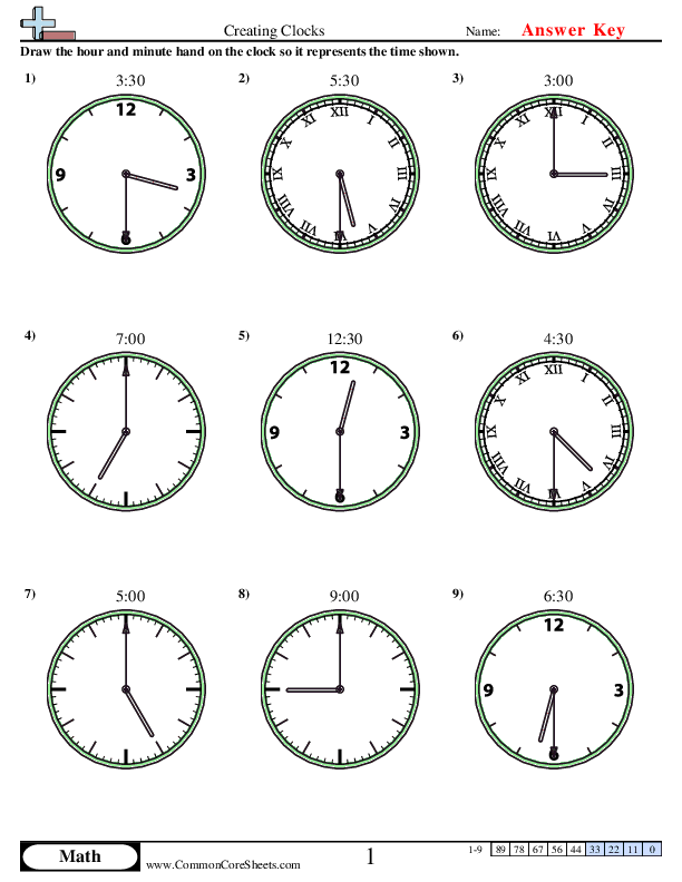  - Creating Clocks (Half Hour Increments) worksheet